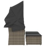 vidaXL Canapé de jardin 2 places avec auvent et tabourets gris rotin