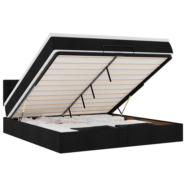VidaXL Cadre de lit ottoman avec matelas noir 180x200 cm tissu