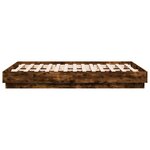 vidaXL Cadre de lit avec LED sans matelas chêne fumé 135x190 cm