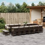 vidaXL Ensemble à manger de jardin et coussins 17 Pièces marron rotin