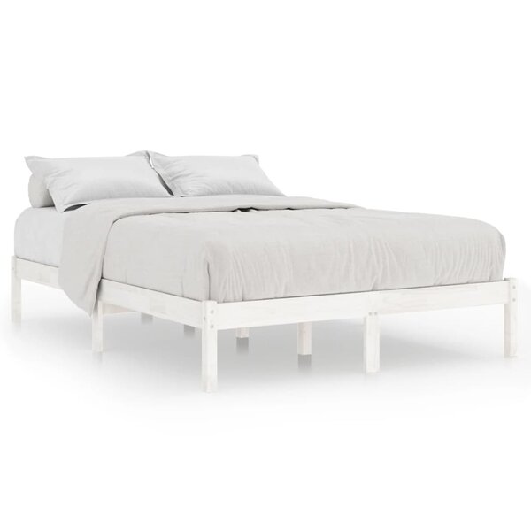 vidaXL Cadre de lit sans matelas blanc bois massif