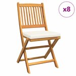 vidaXL Chaise pliante avec coussin Pliant 8 Pièces Blanc 49 x 57.5 x 92cm