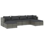 vidaXL Salon de jardin 6 Pièces avec coussins Résine tressée Gris