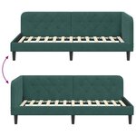 vidaXL Cadre de lit d'angle Vert foncé 90 x 200 cm Velours