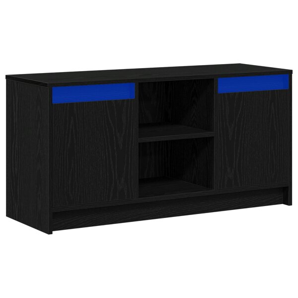 vidaXL Meuble TV avec éclairage LED en Chêne Noir  100x34x50 cm  fabriqué en bois d'ingénierie.