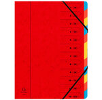 Trieur agrafé 24 x 32 cm avec élastiques 12 compartiments Rouge EXACOMPTA
