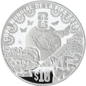Monnaie FIFA WORLD CUP 26 1 Oz Argent 10 Pesos Mexico 2026 (PRÉCOMMANDE)
