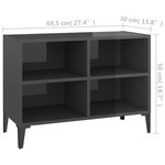 vidaXL Meuble TV avec pieds en métal Gris brillant 69 5x30x50 cm