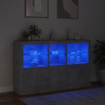 vidaXL Buffet avec lumières LED gris béton 162x37x100 cm