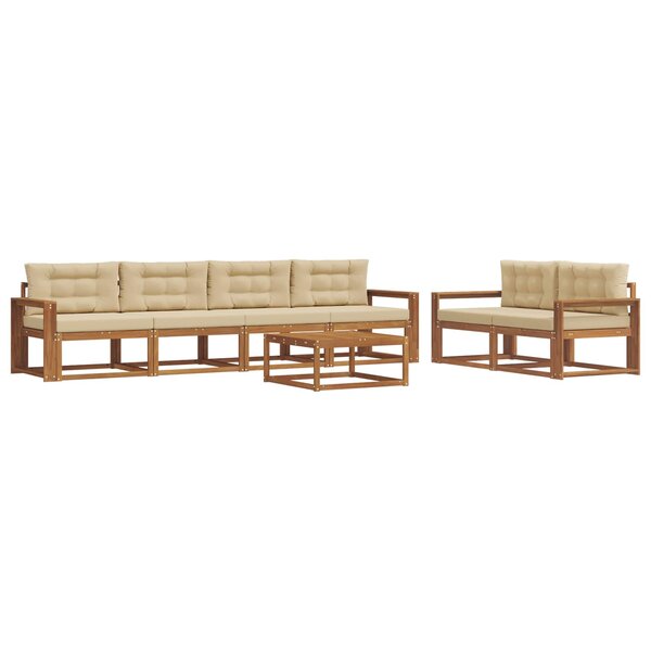 vidaXL Ensemble de canapés d'extérieur 7 Pièces Naturel et Beige