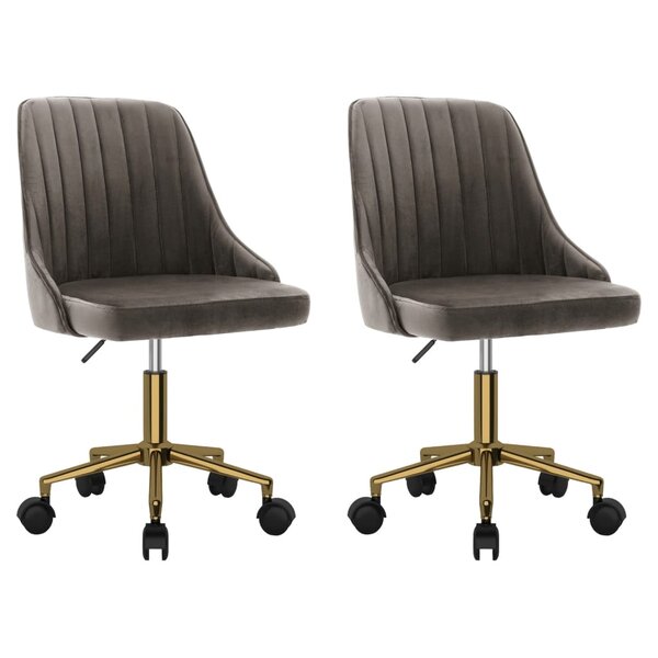 vidaXL Chaises pivotantes à manger lot de 2 gris foncé velours
