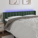 vidaXL Tête de lit à LED Vert foncé 163x16x78/88 cm Velours