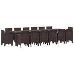 vidaXL Ensemble de salle à manger pour jardin 15 Pièces Marron