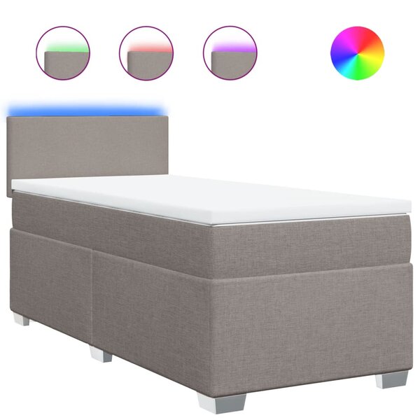 vidaXL Sommier à lattes de lit avec matelas Taupe 90x200 cm Tissu