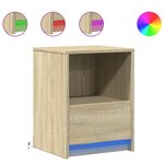 vidaXL Armoires de chevet et lumières LED 2 Pièces chêne sonoma