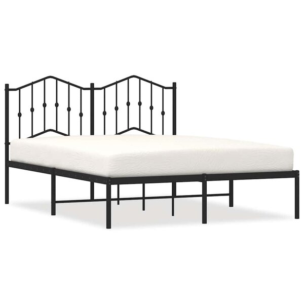 vidaXL Cadre de lit métal sans matelas avec tête de lit noir 135x190cm