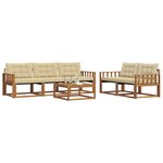 vidaXL Ensemble de canapés d'extérieur 6 Pièces Naturel et Beige