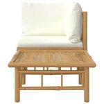 vidaXL Salon de jardin 2 Pièces avec coussins blanc crème bambou