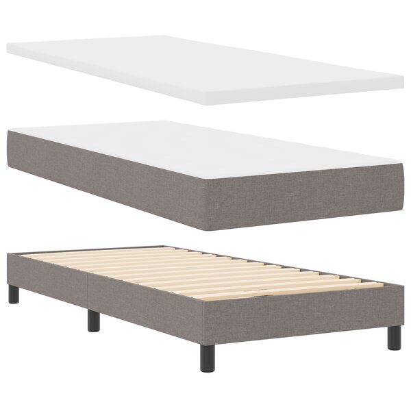 vidaXL Lit box spring avec matelas en taupe  90 x 200 cm  tissu