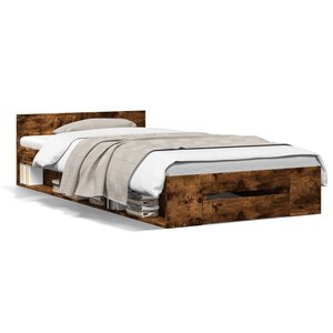vidaXL Cadre de lit avec tiroir sans matelas chêne fumé 75x190 cm