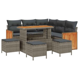 vidaXL Ensemble de canapé de jardin avec coussin 9 Pièces Gris