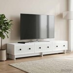 vidaXL Meuble TV Blanc 147 x 34 5 x 30 cm Bois d'ingénierie