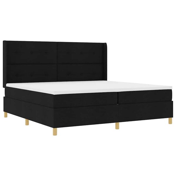 vidaXL Lit à ressorts avec matelas Noir 200 x 200 cm tissu