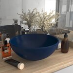 vidaXL Lavabo rond de luxe de salle Bleu foncé mat 32 5x14cm Céramique