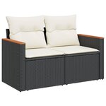 vidaXL Salon de jardin 10 Pièces avec coussins noir résine tressée