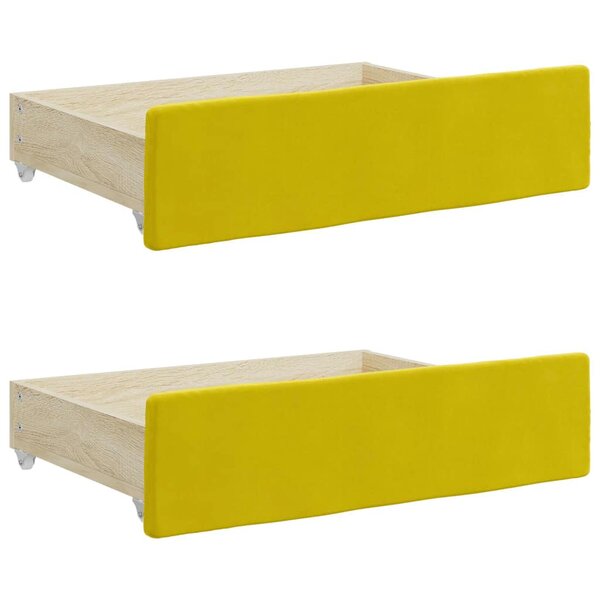 vidaXL Tiroirs de lit 2 Pièces jaune bois d'ingénierie et velours