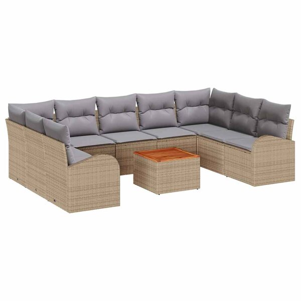 vidaXL Ensemble de canapé de jardin 10 Pièces beige et gris clair