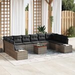 vidaXL Ensemble de canapé de jardin 11 Pièces Gris Poly rotin