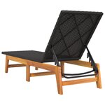 vidaXL Chaise longue Noir/marron Résine tressée/bois massif d'acacia