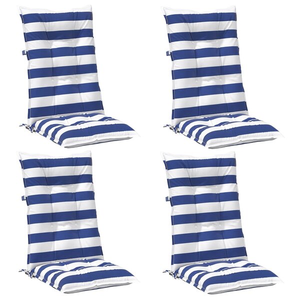 vidaXL Coussin d'extérieur 4 Pièces Bleu et Blanc 120 x 50 x 7 cm Tissu