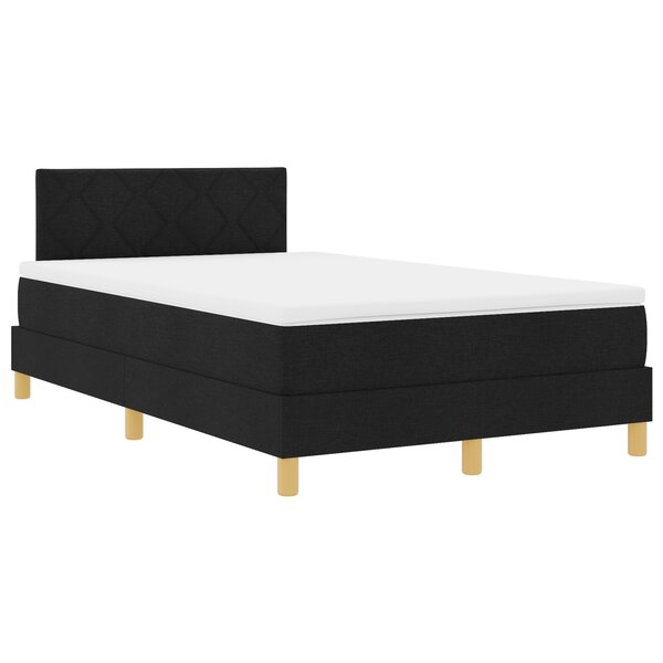 vidaXL Lit avec sommier et matelas & LED noir 120x200 cm en tissu