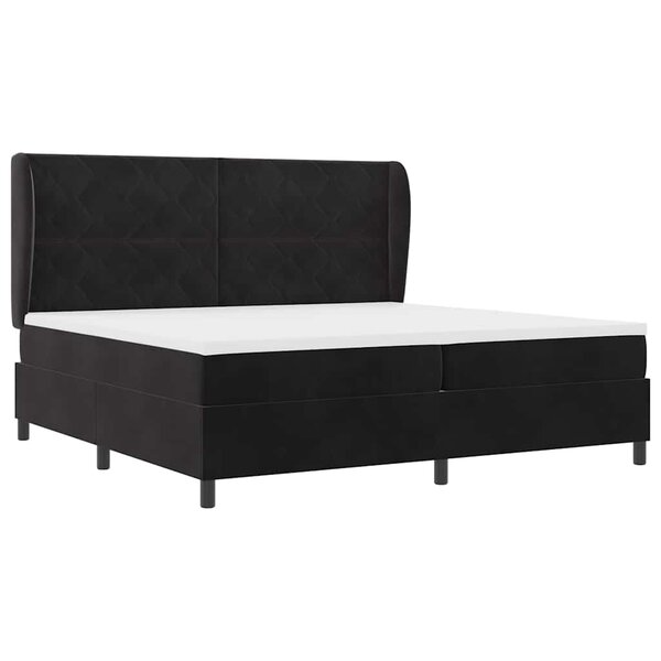 vidaXL Lit à ressorts avec matelas Noir 200 x 200 cm Velours