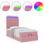 vidaXL Cadre de lit ottoman avec matelas rose 100x200 cm velours
