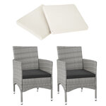 Tectake lot de 2 fauteuils de jardin acier avec 2 sets de housses - gris clair/crème