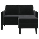 vidaXL Canapé 2 places avec méridienne en L Noir 125 cm Velours