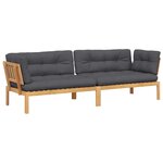 vidaXL Canapés d'angle palette de jardin 2 Pièces et coussins bois acacia
