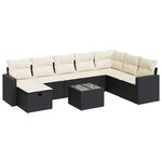 vidaXL Salon de jardin 9 Pièces avec coussins noir résine tressée