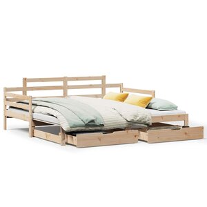vidaXL Lit de jour avec gigogne et tiroirs sans matelas 80x200 cm