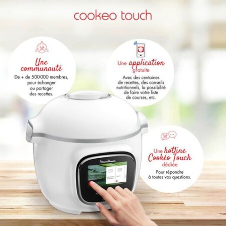 Moulinex ce901100 multicuiseur intelligent haute pression cookeo touch -  ecran tactile - 250 recettes - 13 modes de cuisson - blanc - La Poste