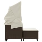 vidaXL Canapé de jardin 2 places avec auvent et tabourets marron rotin