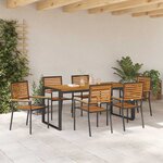 vidaXL Ensemble de salle à manger pour jardin 7 Pièces Noir et Marron