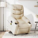 vidaXL Fauteuil inclinable de massage Crème Tissu