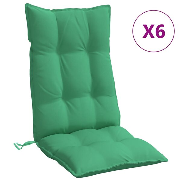 vidaXL Coussins de chaise à dossier haut lot de 6 vert tissu oxford