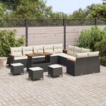 vidaXL Ensemble de canapé de jardin 14 Pièces Noir polyrotin