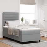 vidaXL Lit à ressorts avec matelas et lumière LED gris clair 90 x 190 cm  tissu
