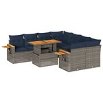 vidaXL Salon de jardin 9 Pièces avec coussins gris résine tressée